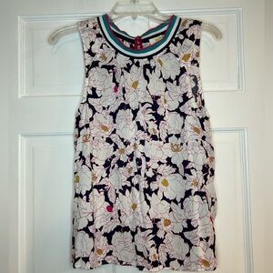 Maeve by Anthropologie Kia Sporty Floral Sleeveless Blouse with Striped Collar